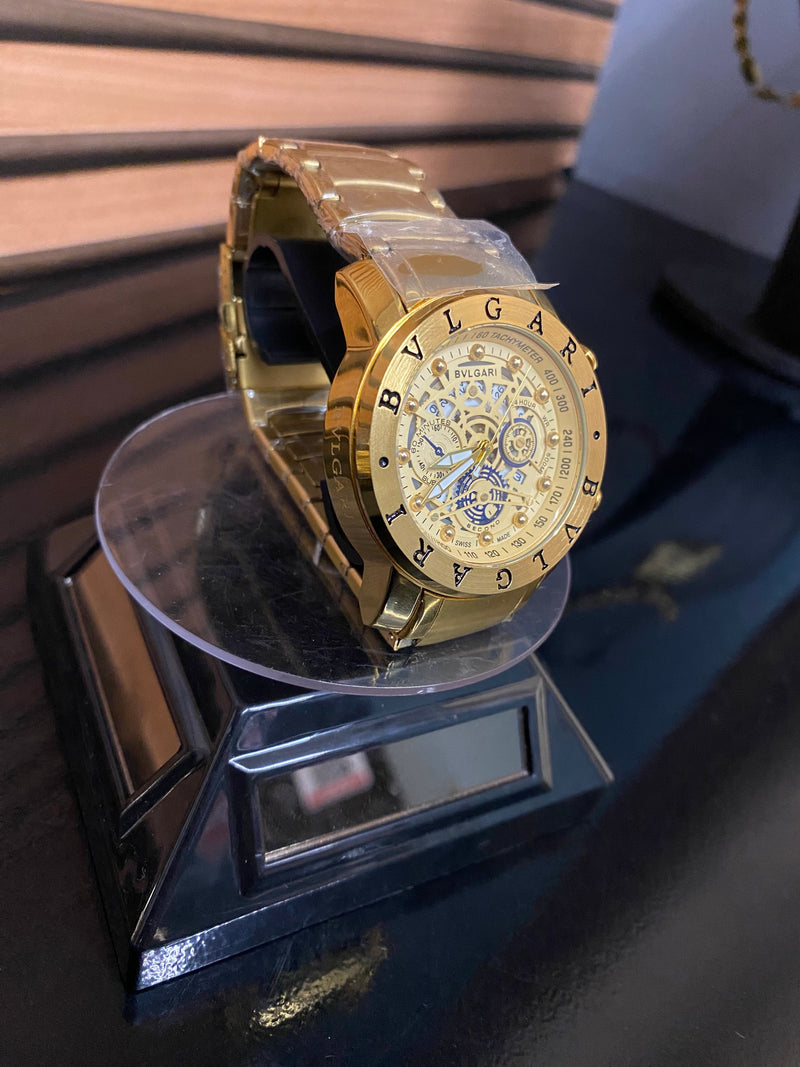 LANÇAMENTO Relógio BVLGARI  Skeleton Dourado 2.0 + 2 BRINDES + Frete Grátis