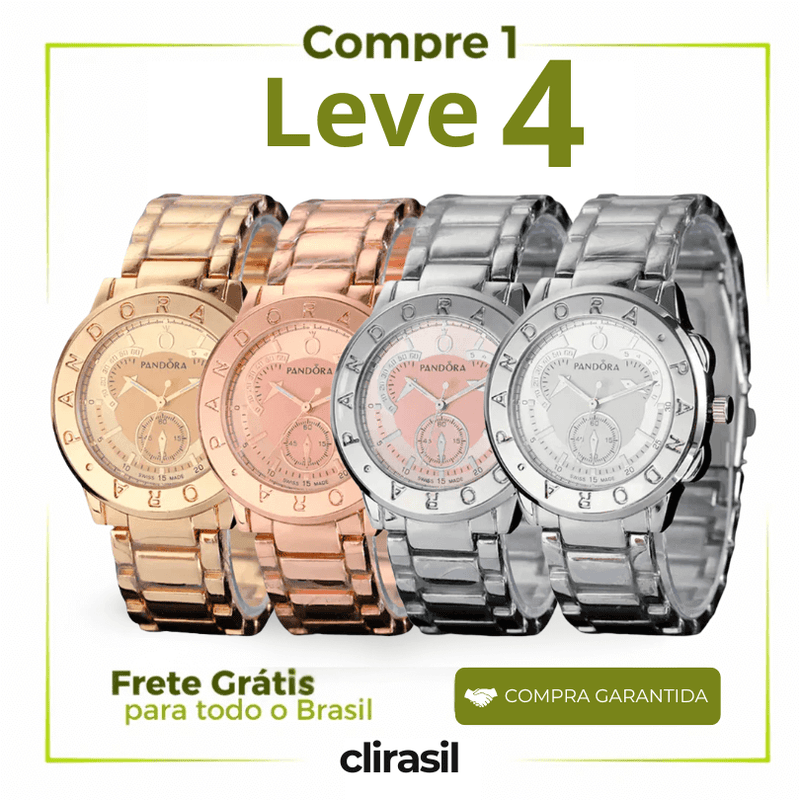 [Queima de Estoque🔥] COMPRE 1 LEVE 4 - Relógio Pandora Feminino Original Resistente a Água