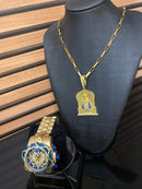 VENOM SKELETON + CORRENTE E PIGENTE BANHADA A OURO 18k