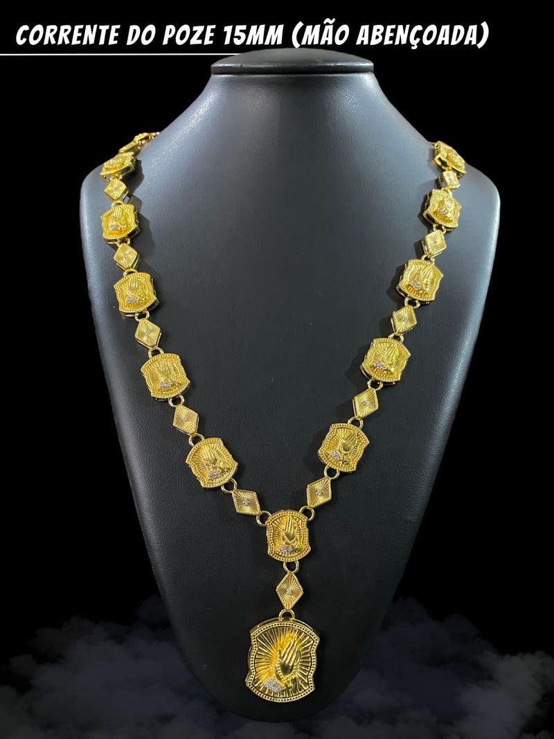 CORRENTE DO POZE MÃO ABENÇOADA EM MOEDA ANTIGA