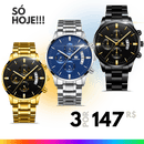 SÓ HOJE!! - COMBO 3 Relógios de Aço Masculino APENAS R$147℗