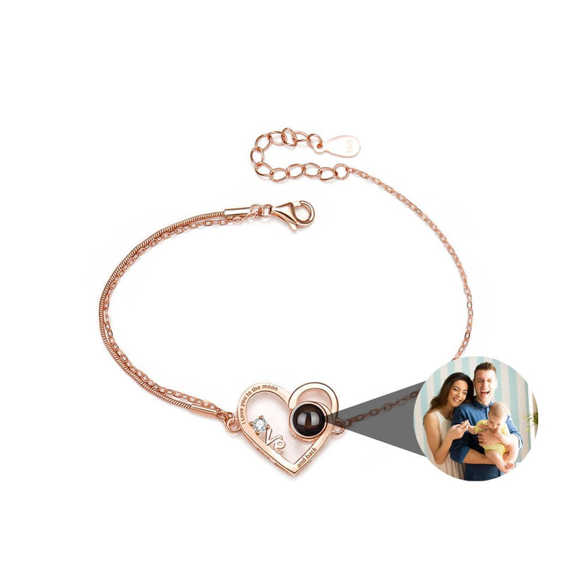 Pulseira "I Love You To The Moon And Back" Personalizável Feminina Prata 925