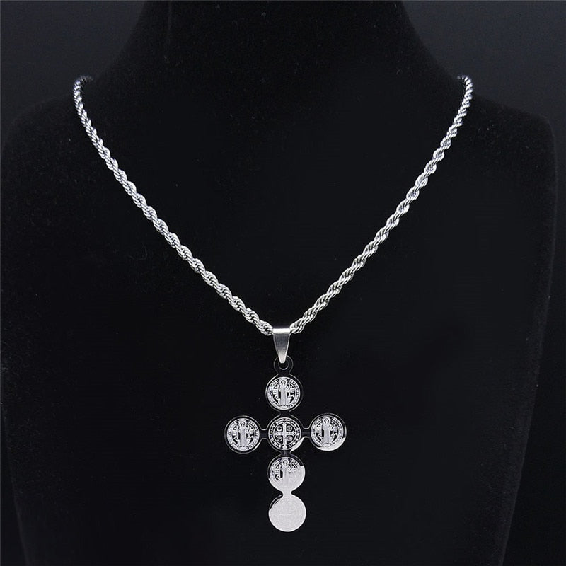 Colar São Bento Masculino Prata