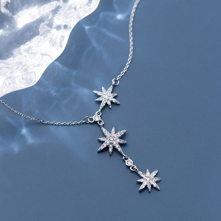 Colar de Natal Estrelas Prata