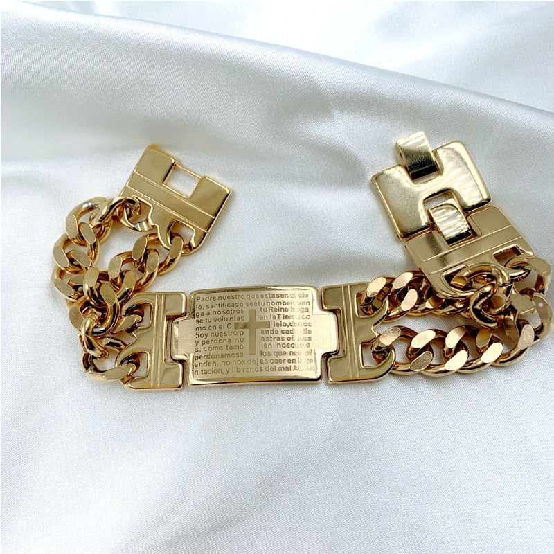 Conjunto Pulseira e Colar Pai Nosso Banhada a Ouro 18K - 4576