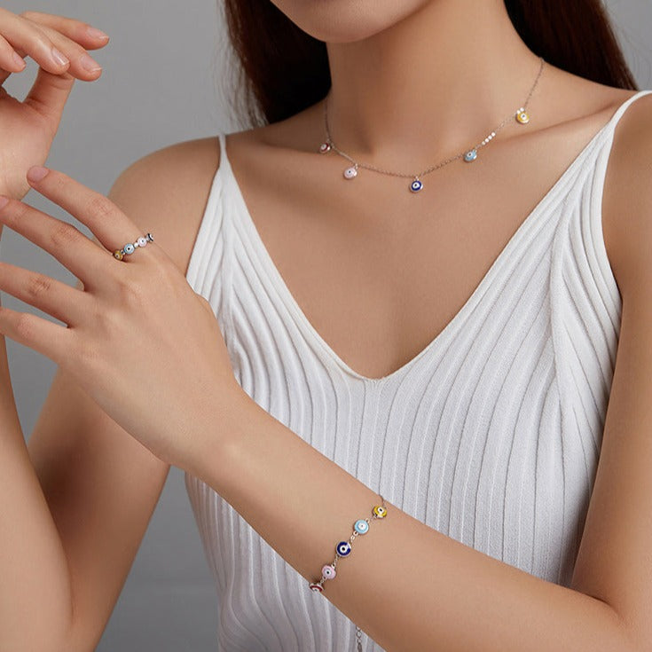 Anel Olho Grego Colors Prata