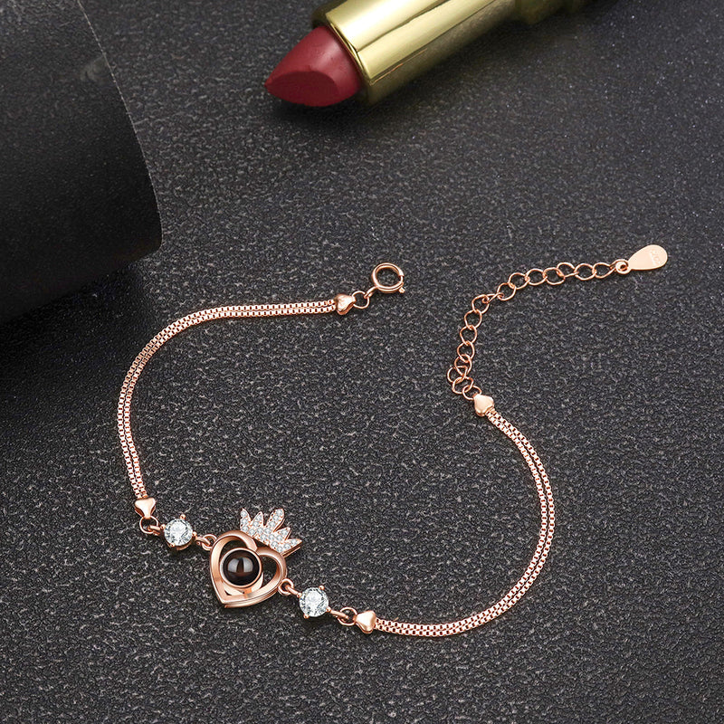 Pulseira Queen com Zircônias Personalizável Feminina Prata 925