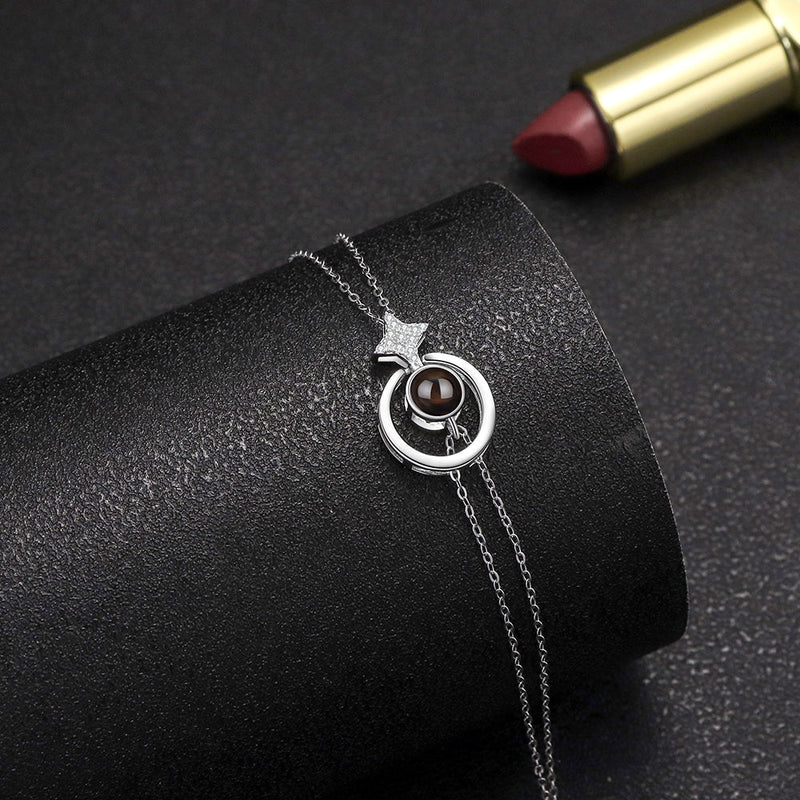 Pulseira Star com Zircônias Personalizável Feminina Prata 925