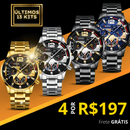 SÓ HOJE! - KIT 4 Relógios de Aço Masculino™ APENAS R$197