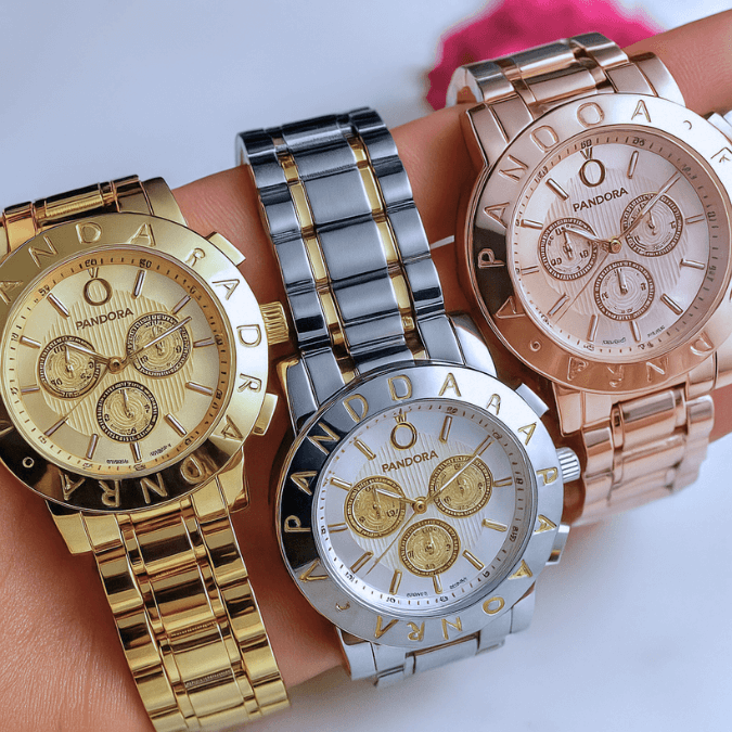 [Queima de Estoque🔥] COMPRE 1 LEVE 4 - Relógio Pandora Feminino Original Resistente a Água