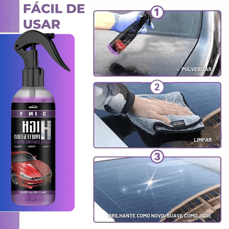 SPRAY DE REVESTIMENTO DE CERÂMICA PARA CARRO 3 EM 1 - (COMPRE 1 E GANHE 1 GRÁTIS)