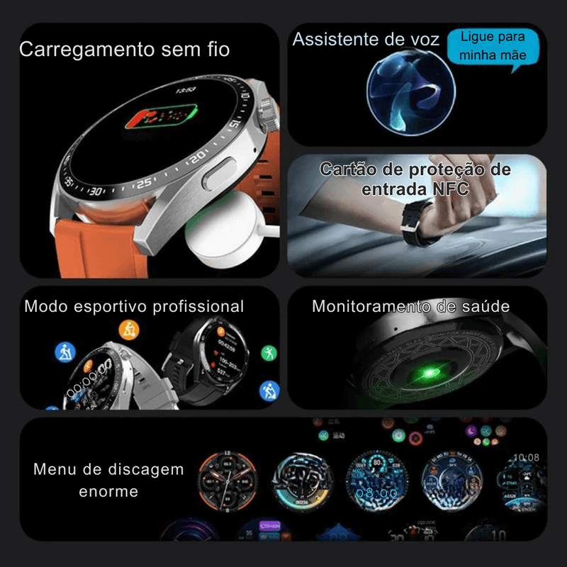 Jewlify℗ Smartwatch com alto falante Bluetooth e monitoramento de saúde