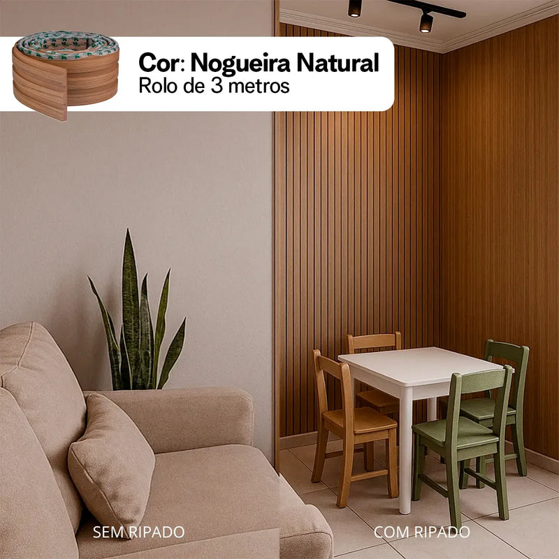 Kit Painel Ripado Autocolante 3M Laminado  | Linha Madeto | TOP