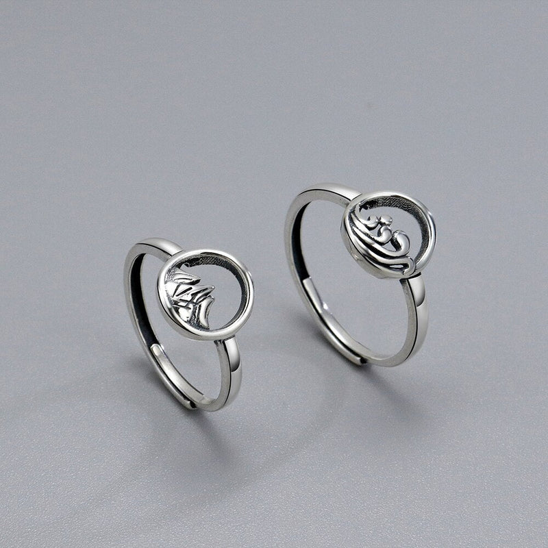 Par de Alianças Ajustáveis Prata 925 Ocean