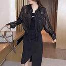 (Promoção Compre 1 Leve 2)Camisa Chiara™ Estilo Sobretudo em Chiffon com Design Floral / Máxima Leveza, Proteção Solar e Estilo para Montar Seus Looks!