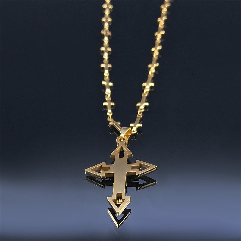 Colar Cruz Cristã Masculino Banhado a Ouro 18K