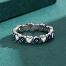 Anel Olho Grego e Coração Prata