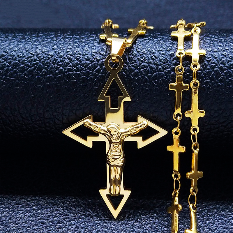 Colar Cruz Cristã Masculino Banhado a Ouro 18K