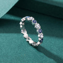 Anel Olho Grego e Coração Prata