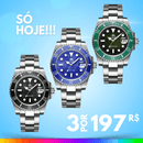 SÓ HOJE!! - COMBO 3 Relógios de Aço Masculino APENAS R$197℗