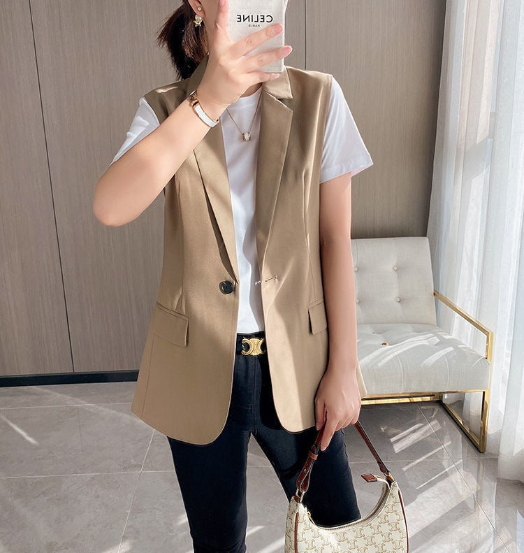 Blazer de Lapela Sophia™ - O Blazer Sem Mangas: Elegância e Estilo em Cada Detalhe!