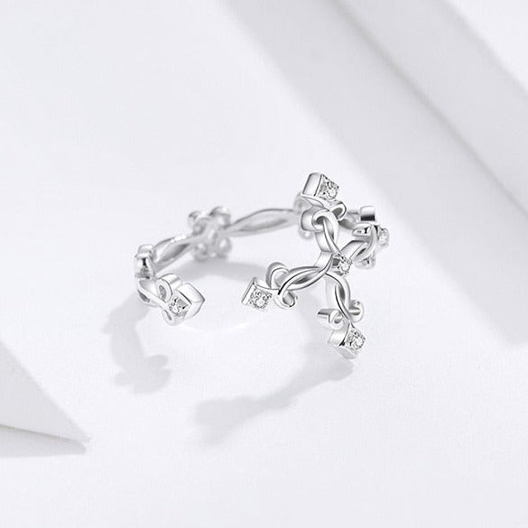 Anel Ajustável Cruz Vintage Prata