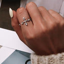 Anel Ajustável Cruz Vintage Prata