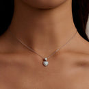 Colar Coração de Opala Cravejado de Zircônia Prata