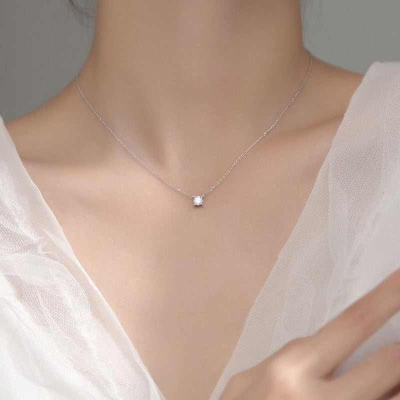 Colar Prata com Brilhante em Zircônia