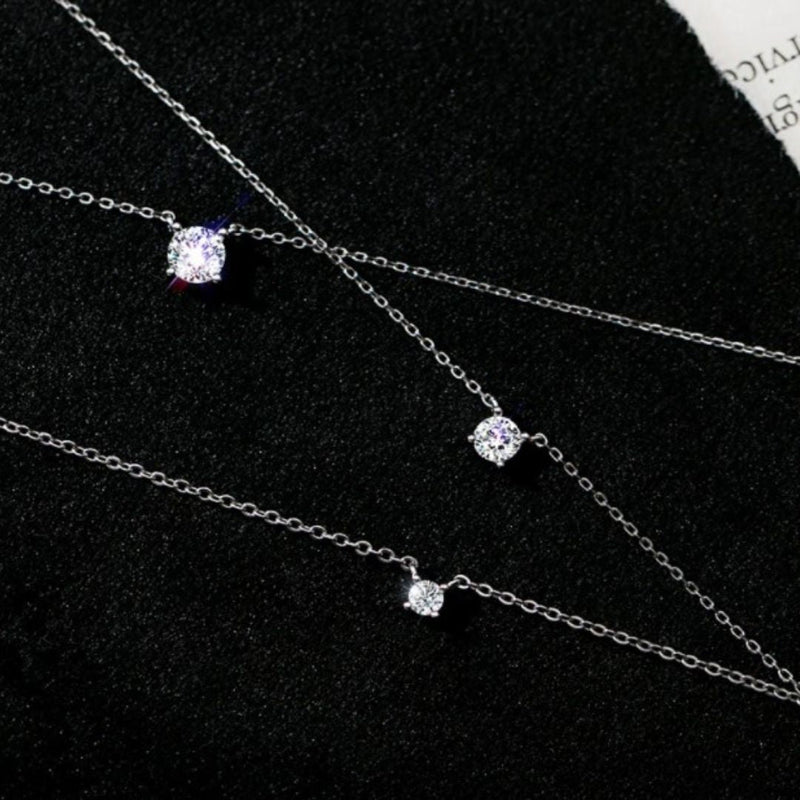 Colar Prata com Brilhante em Zircônia