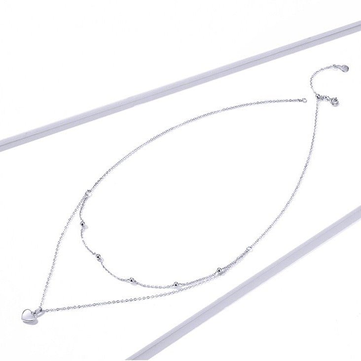 Colar Prata Duplo Coração em Prata 925