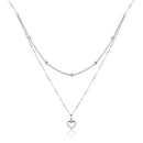 Colar Prata Duplo Coração em Prata 925