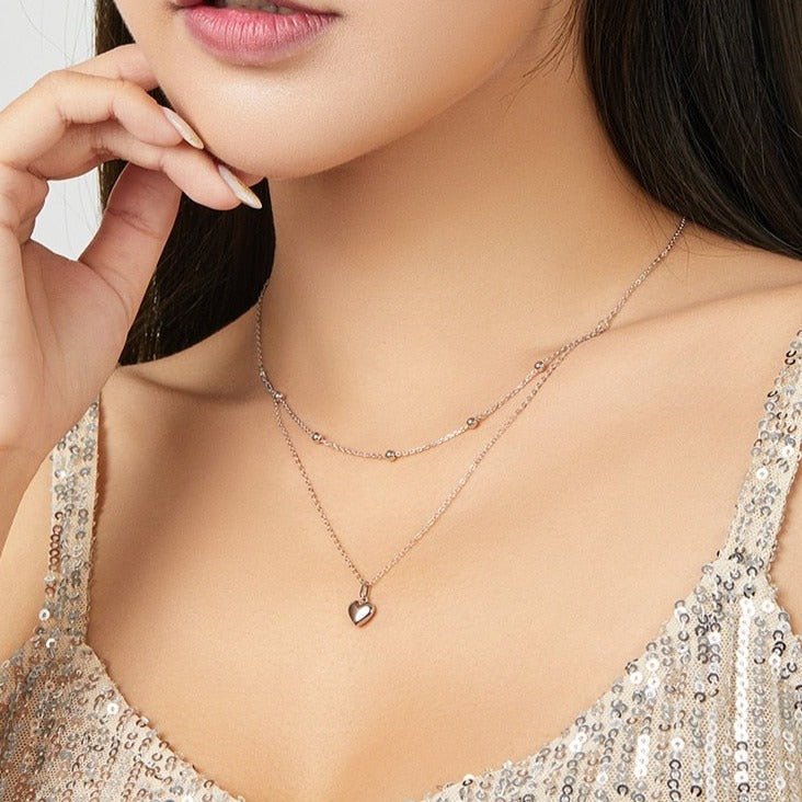 Colar Prata Duplo Coração em Prata 925