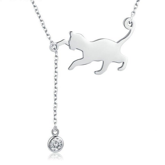 Colar Brincadeira de Gato em Prata 925