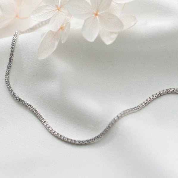 Colar Choker em Prata 925 Cravejado com Zircônia