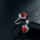 Conjunto Coração Rubi em Prata 925