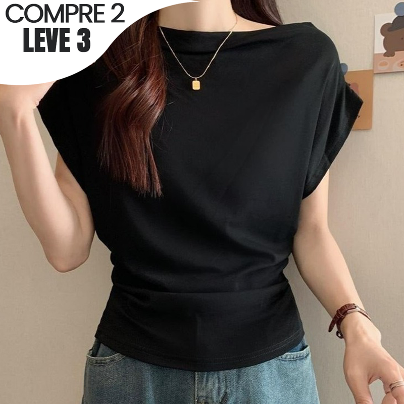 (Promoção: Compre 2, Leve 3) Blusinhas Jade em Malha com Exclusiva Gola Ajustável / Requinte, Beleza e Conforto Absoluto em Todas as Ocasiões!